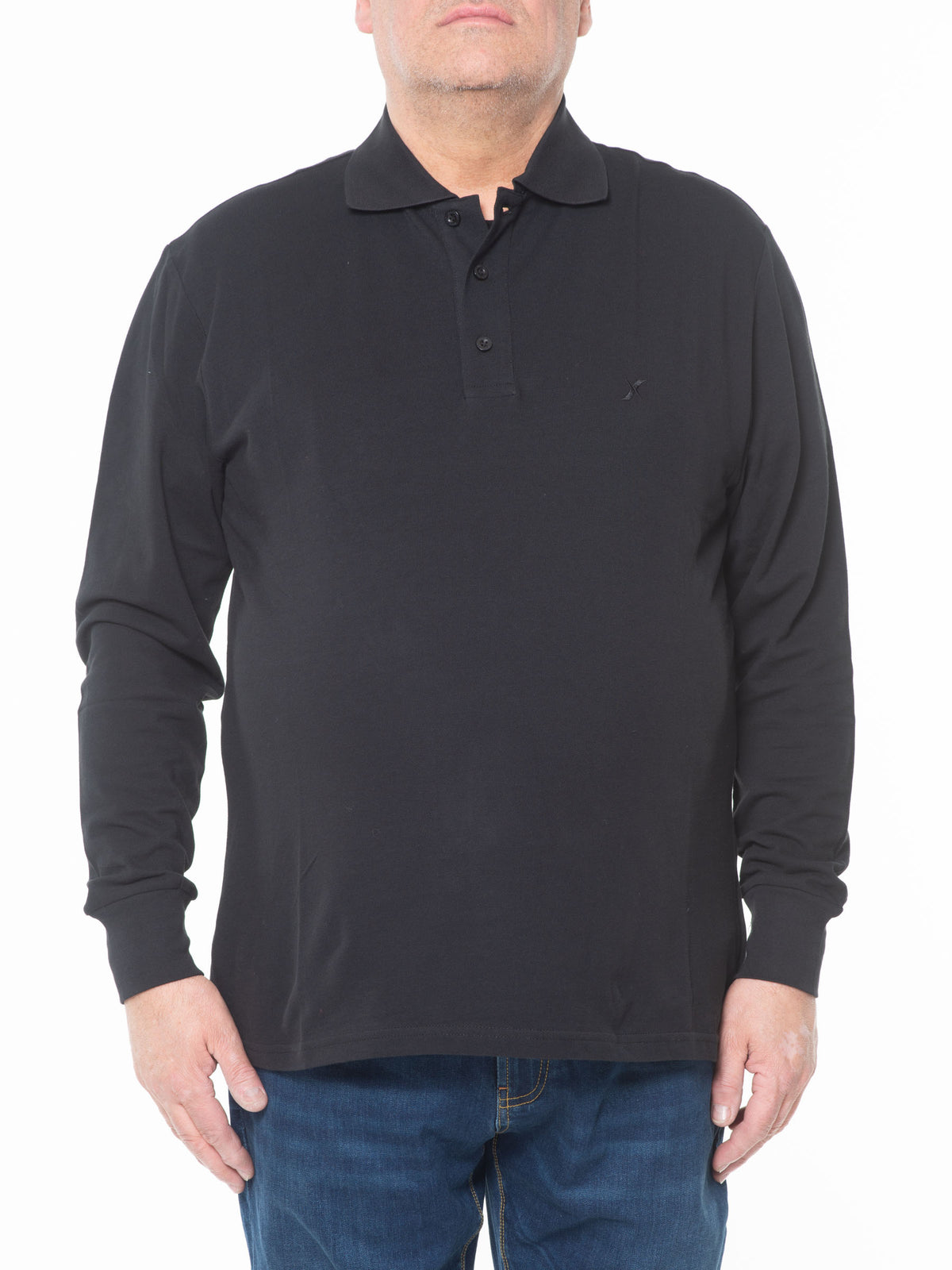 Polo piq ml stretch nero