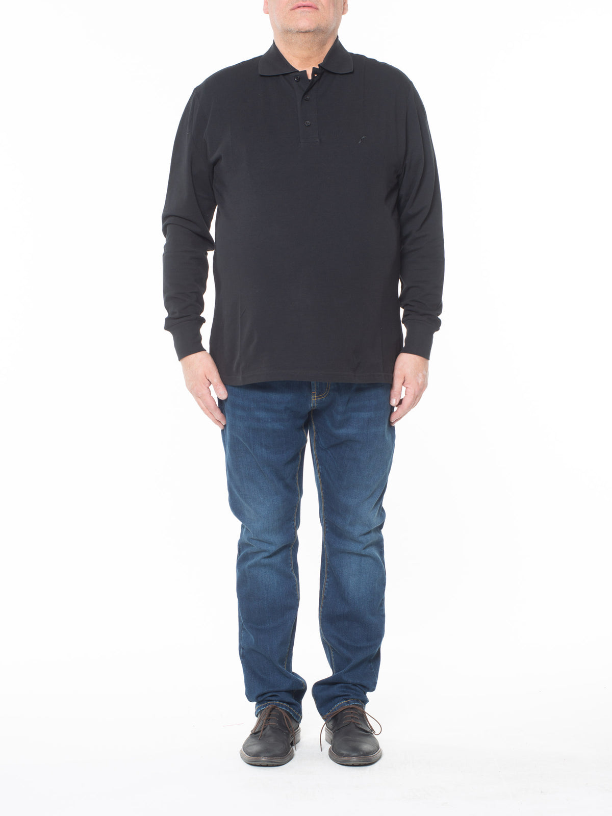 Polo piq ml stretch nero