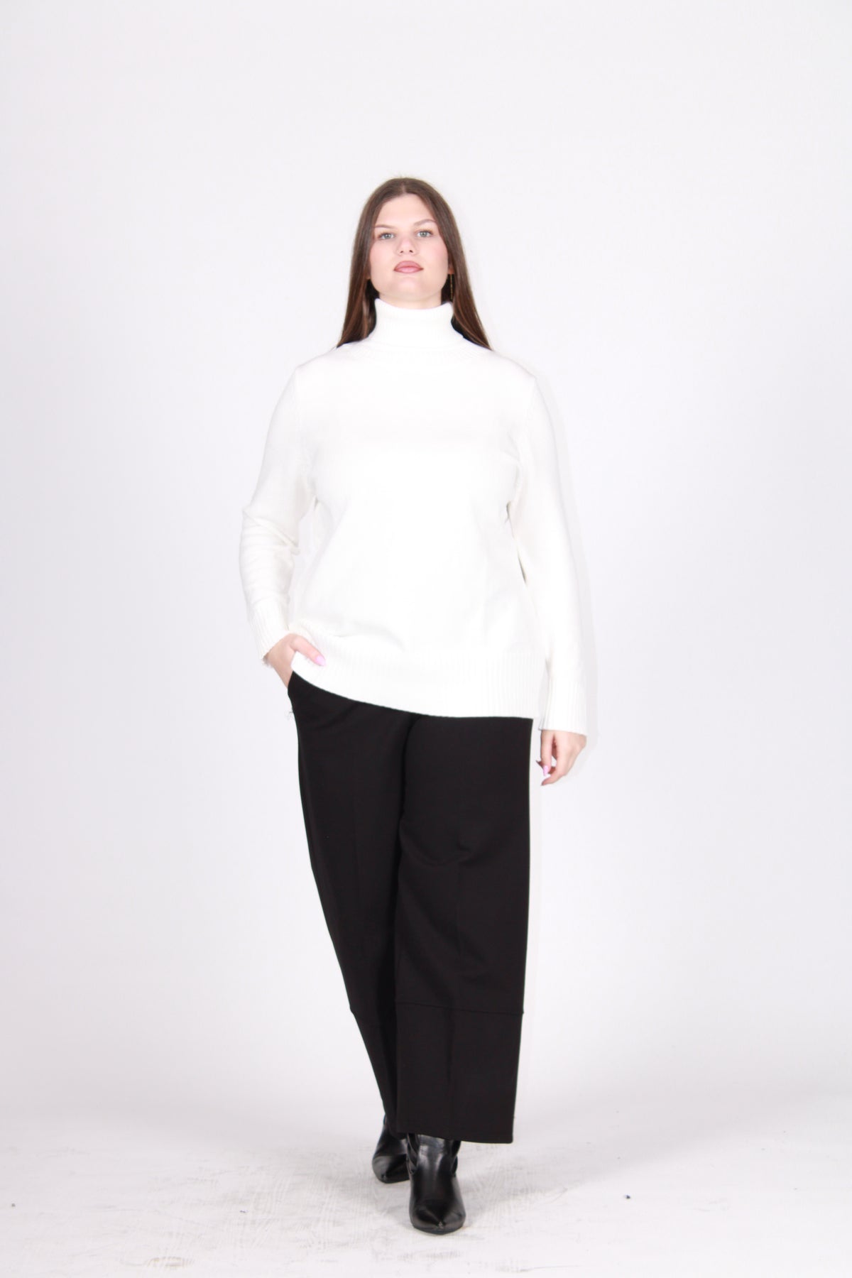 Maglia collo alto panna