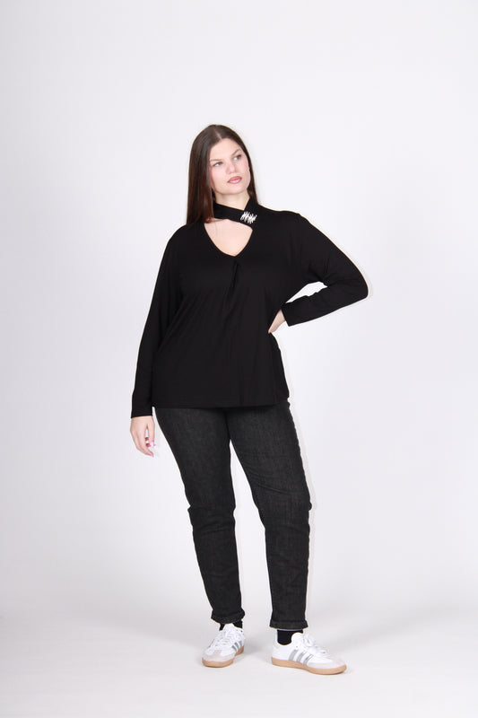 Maglia collo asimmetrico nero
