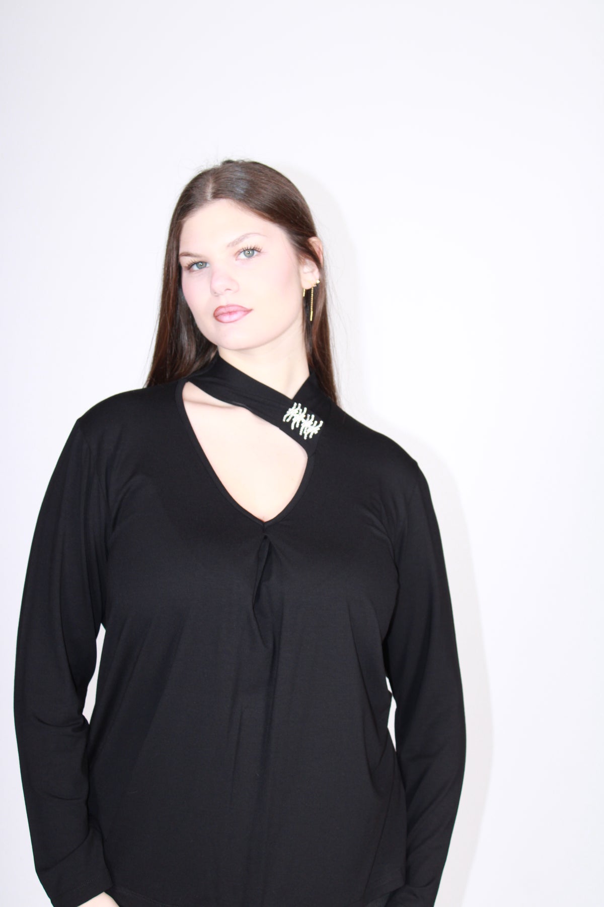 Maglia collo asimmetrico nero