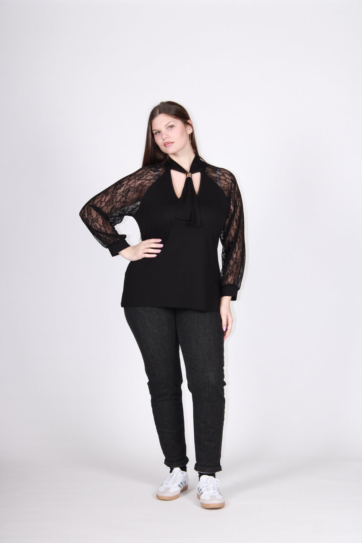 Maglia cravatta nero