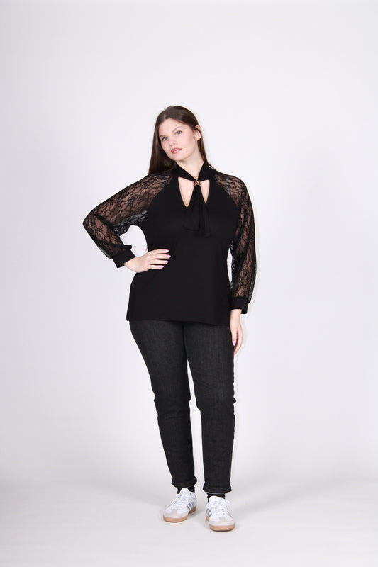 Maglia cravatta nero