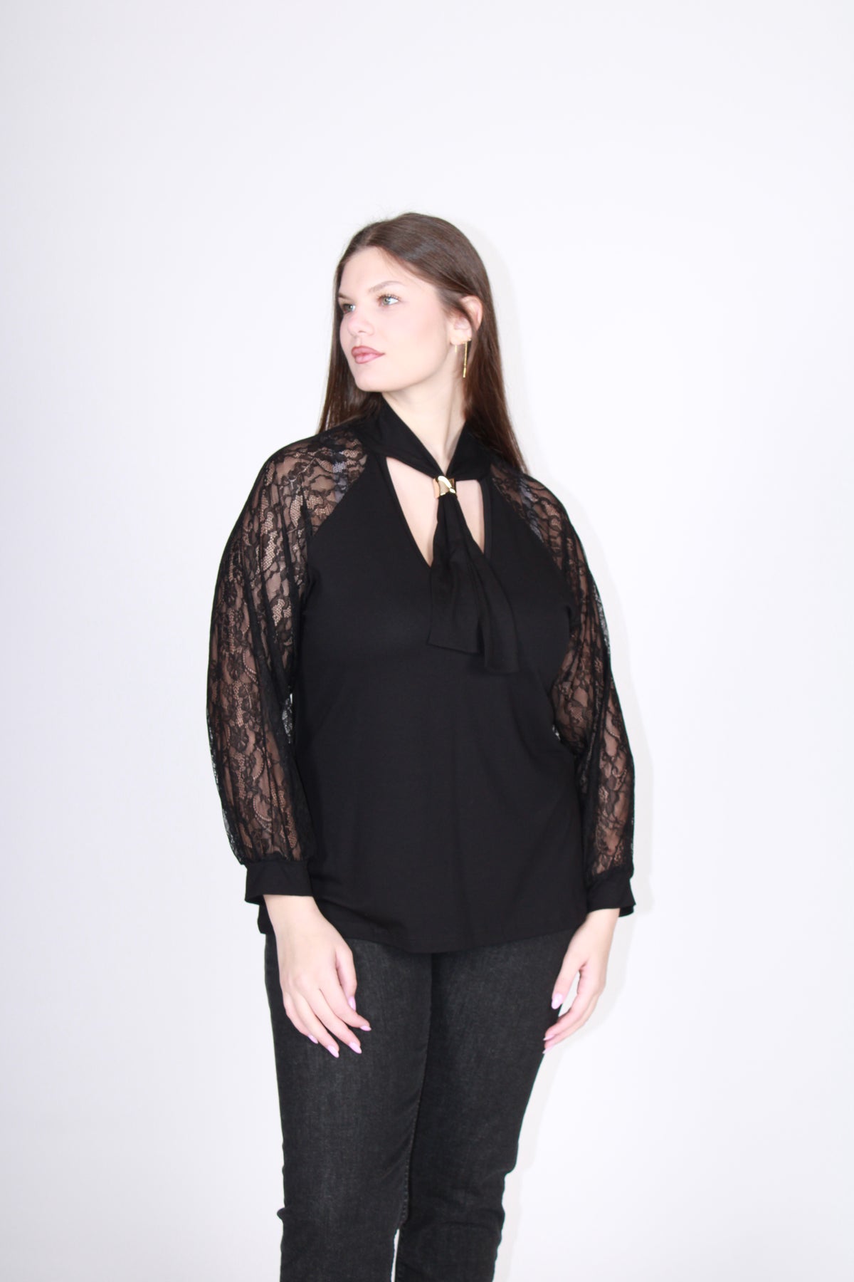 Maglia cravatta nero