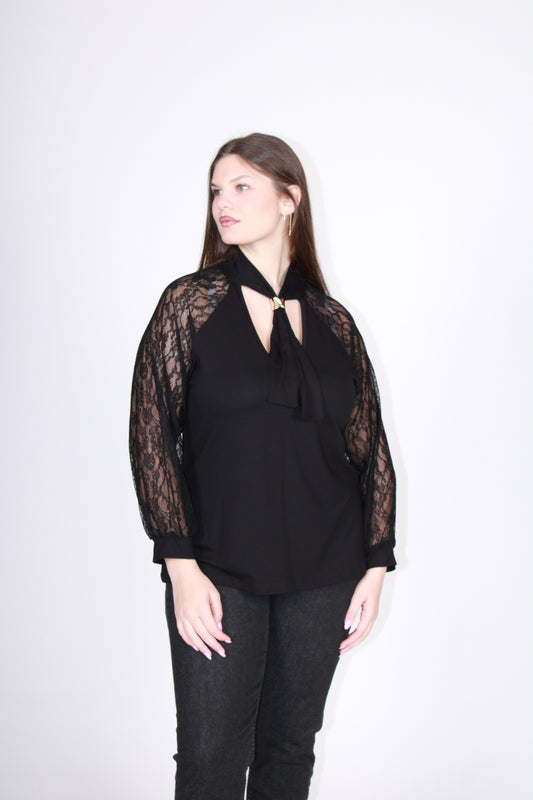Maglia cravatta nero