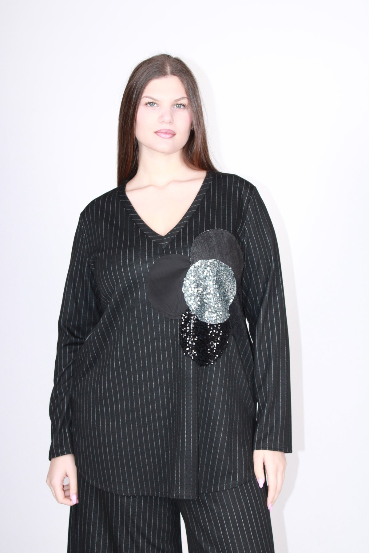 Blusa fiore gessato