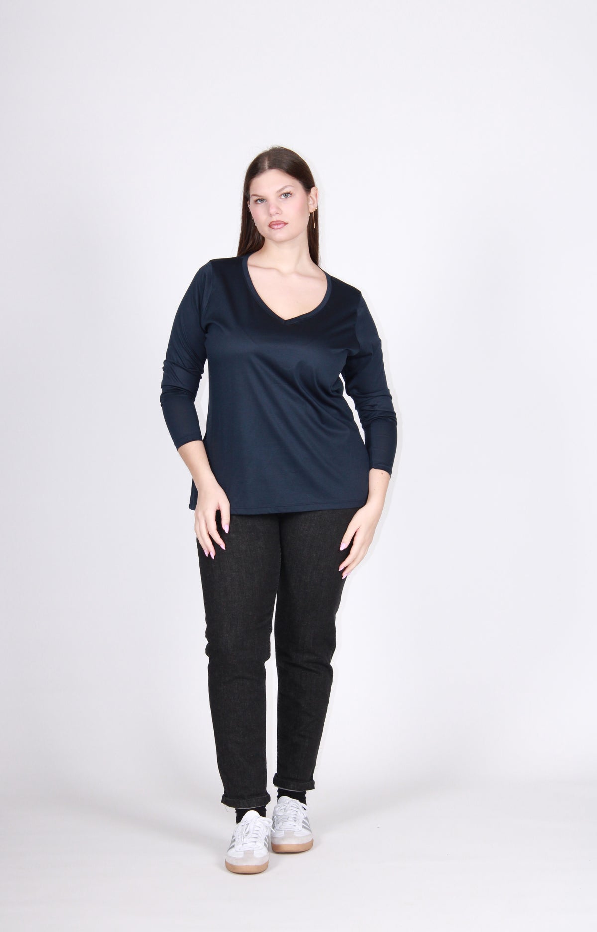 T-shirt filo scollo blu notte