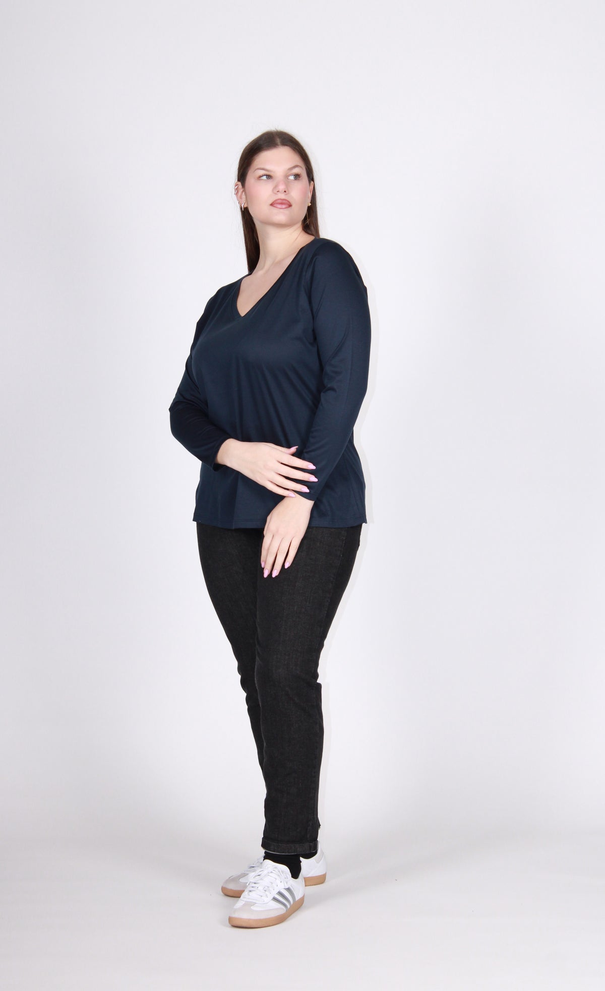 T-shirt filo scollo blu notte