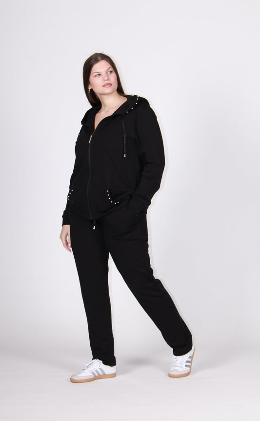 Giacca zip perle nero