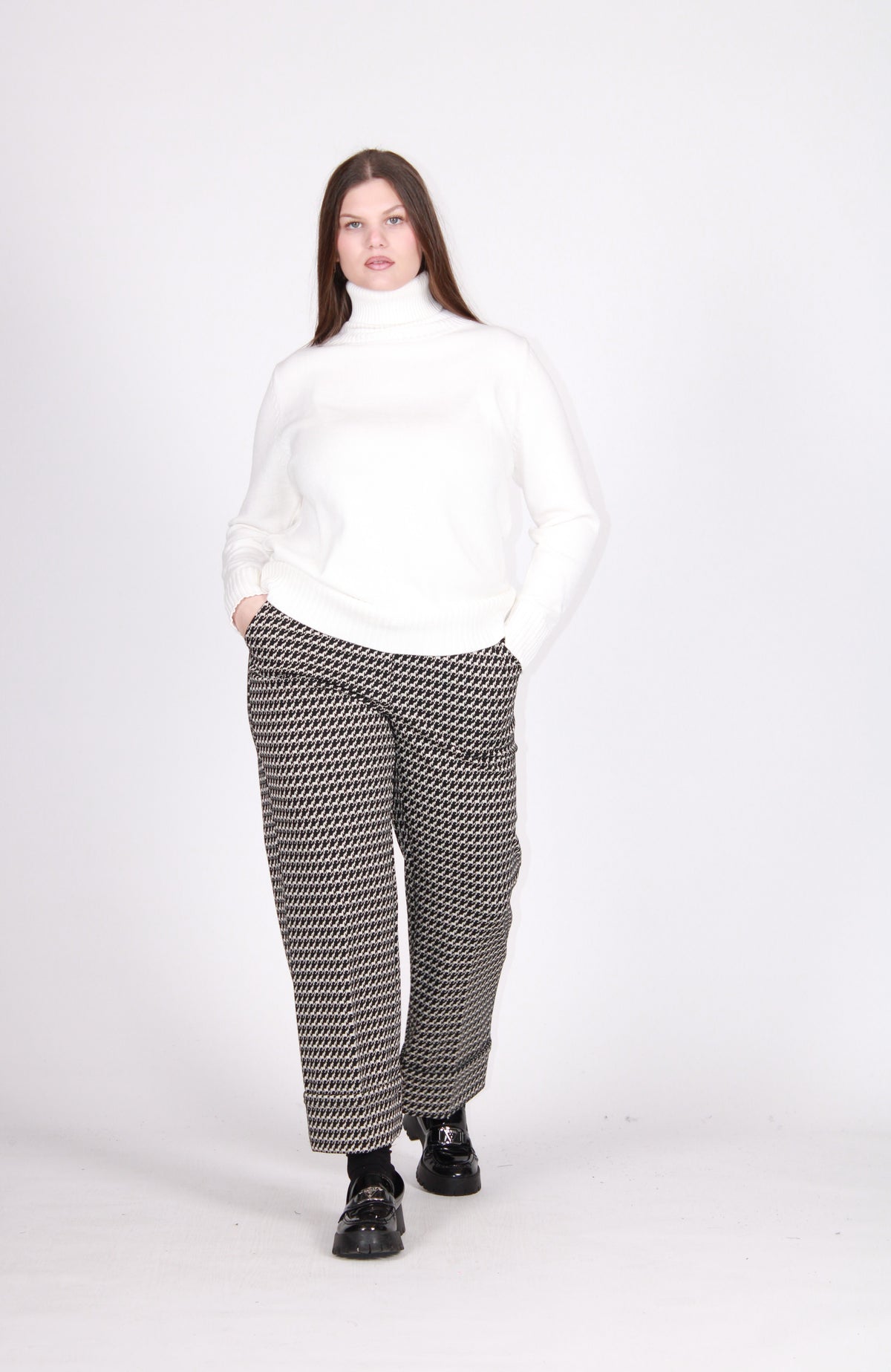 Pantalone fantasia bianco/nero