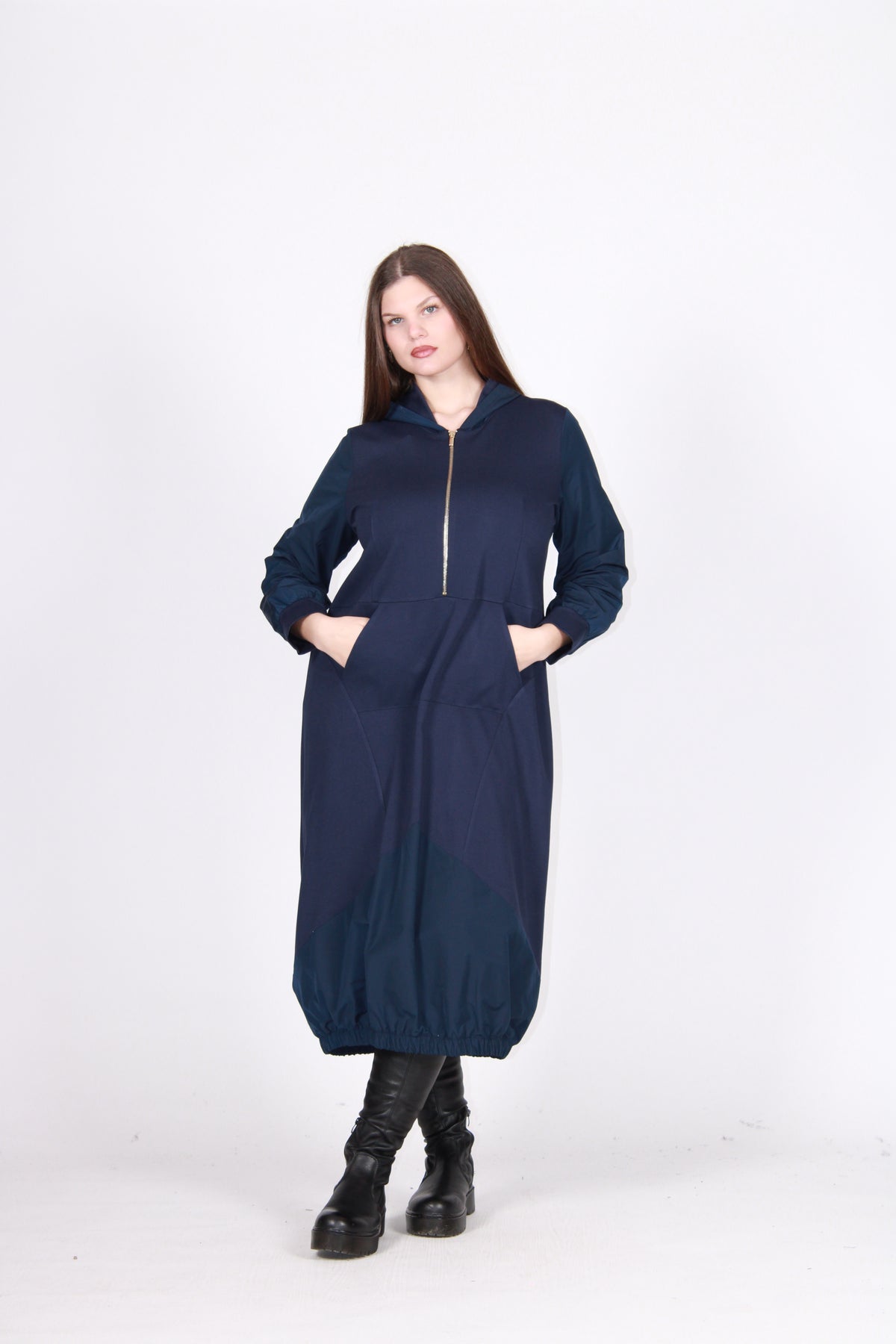 Abito zip blu notte