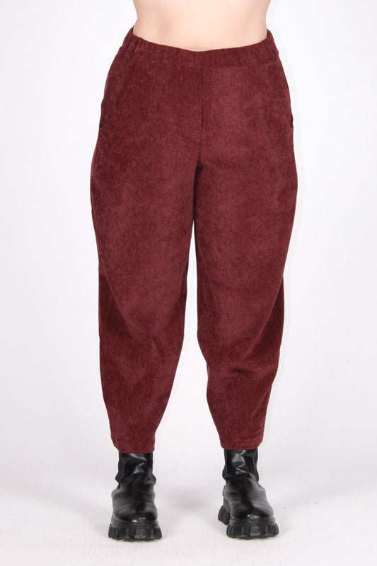 Pant.velluto martellato prugna
