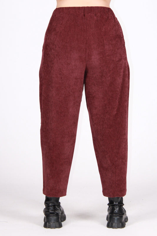 Pant.velluto martellato prugna