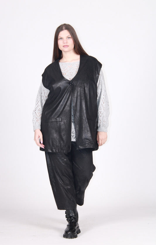 Gilet pelle invecchiata nero