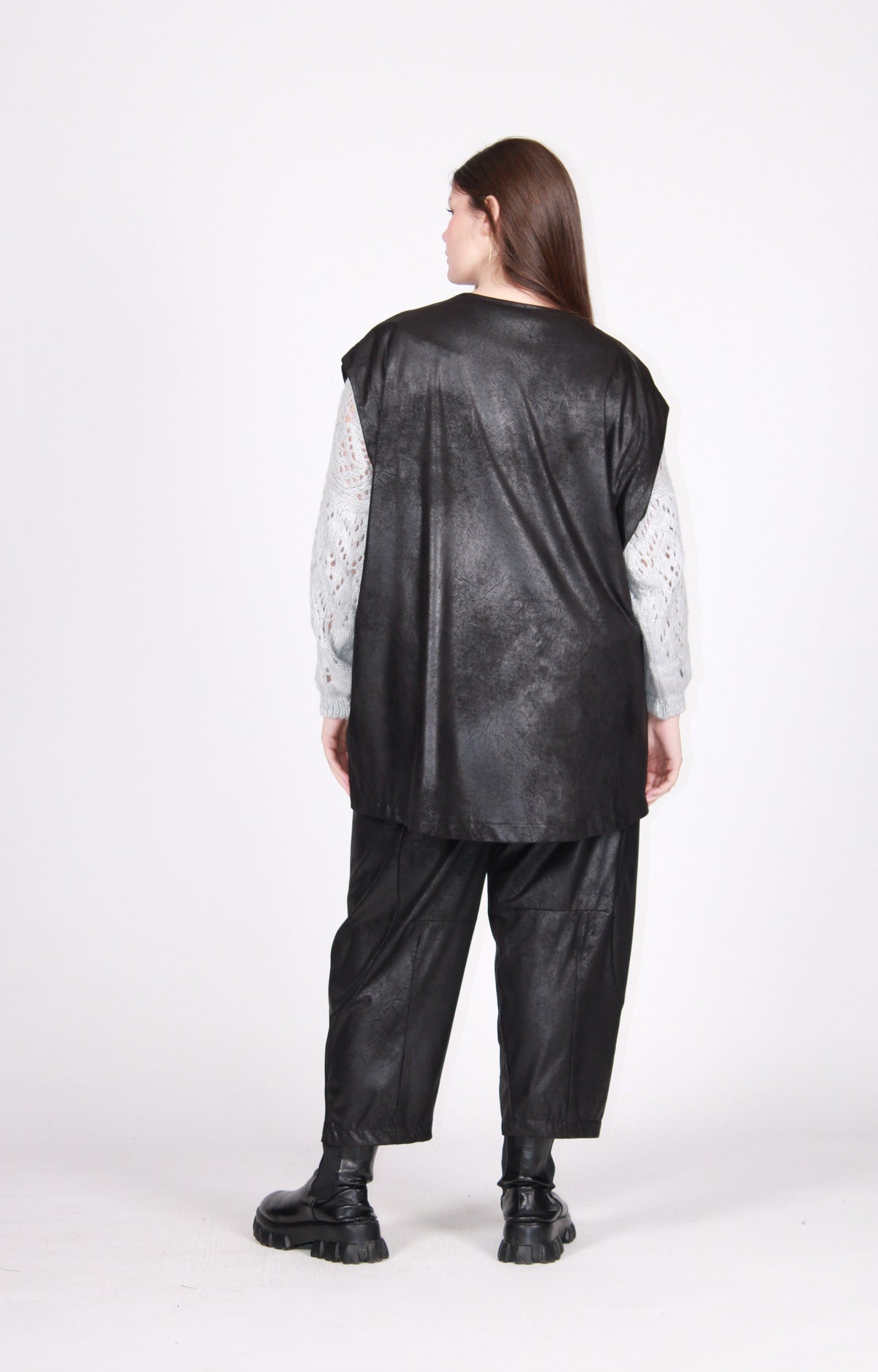 Gilet pelle invecchiata nero