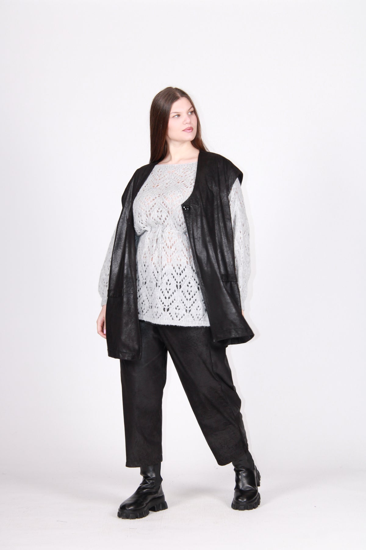 Gilet pelle invecchiata nero