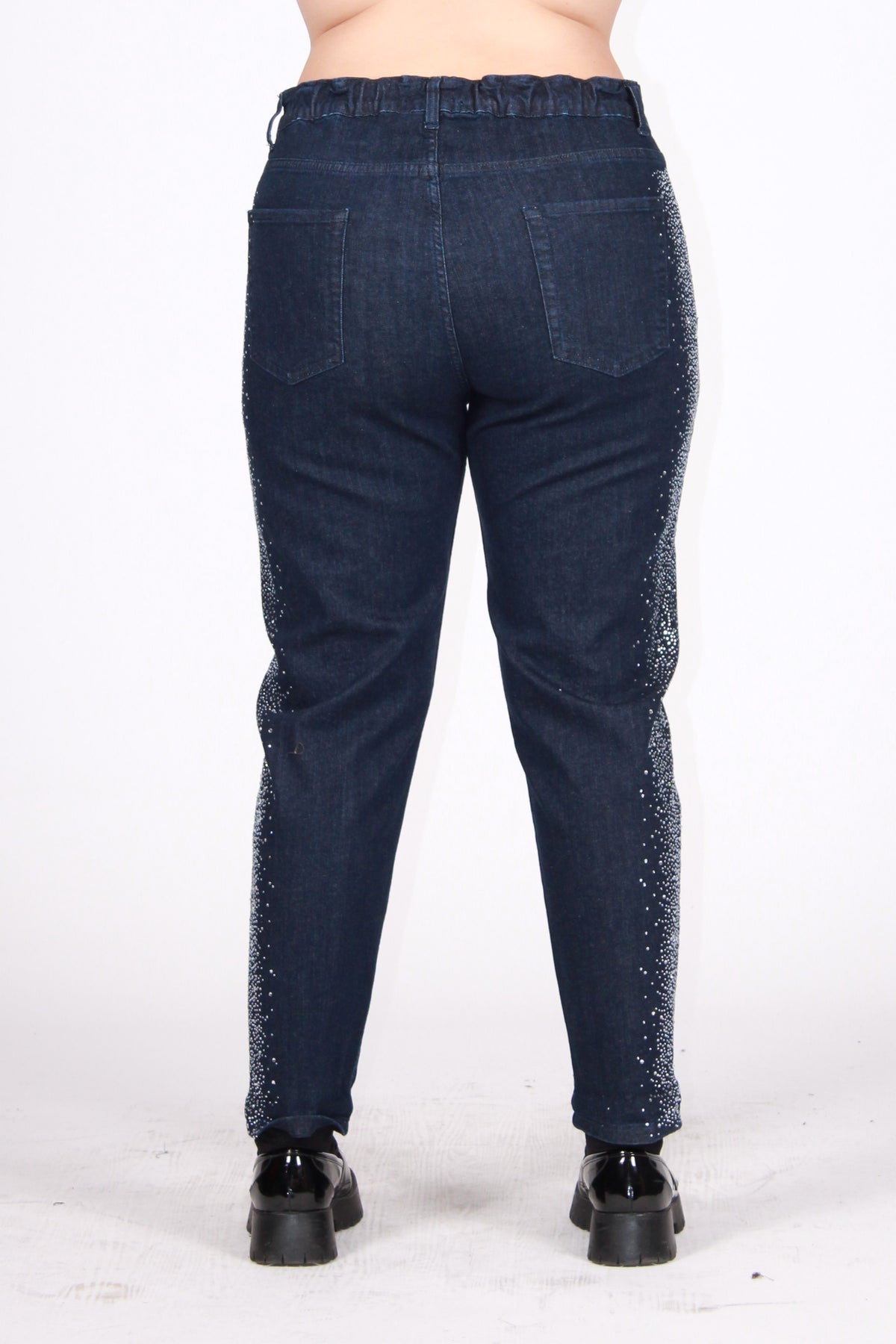 Jeans lato strass jeans blu wash 0