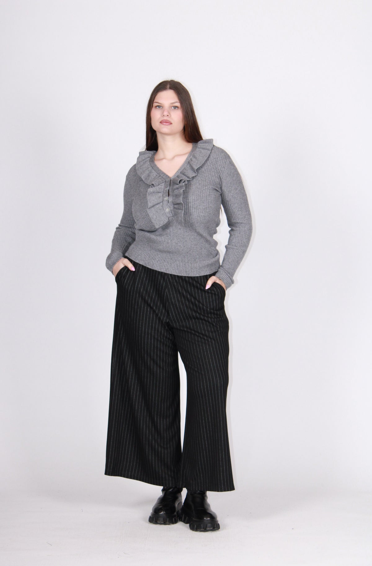 Maglia coste grigio grafite