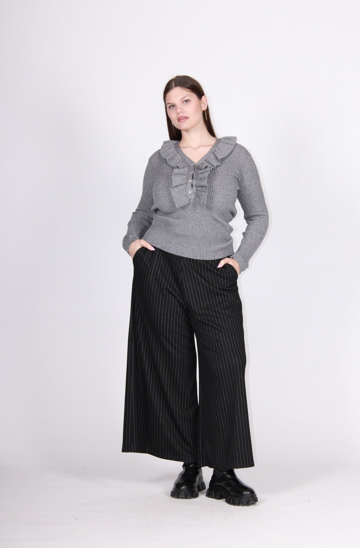 Maglia coste grigio grafite