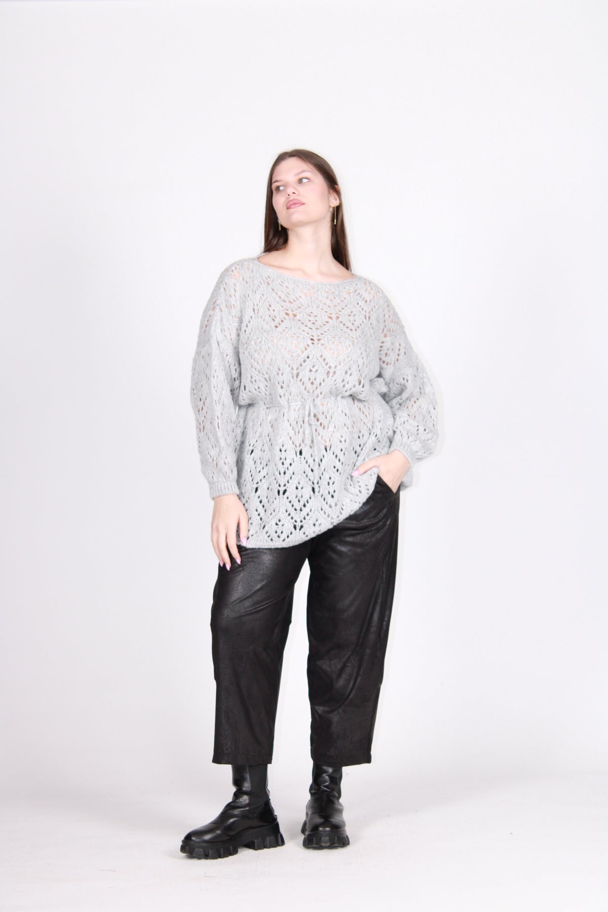 Maglia caramella grigio perla