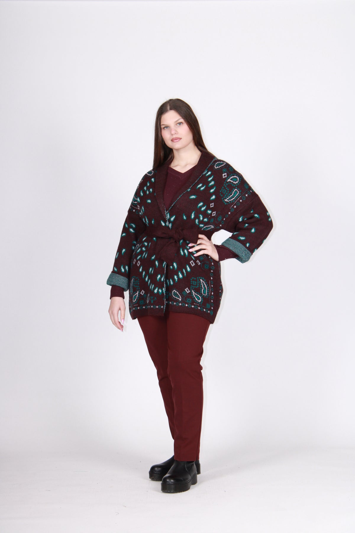 Cardigan fantasia prugna