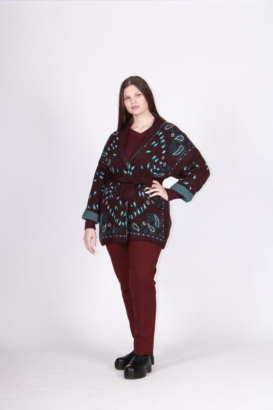 Cardigan fantasia prugna