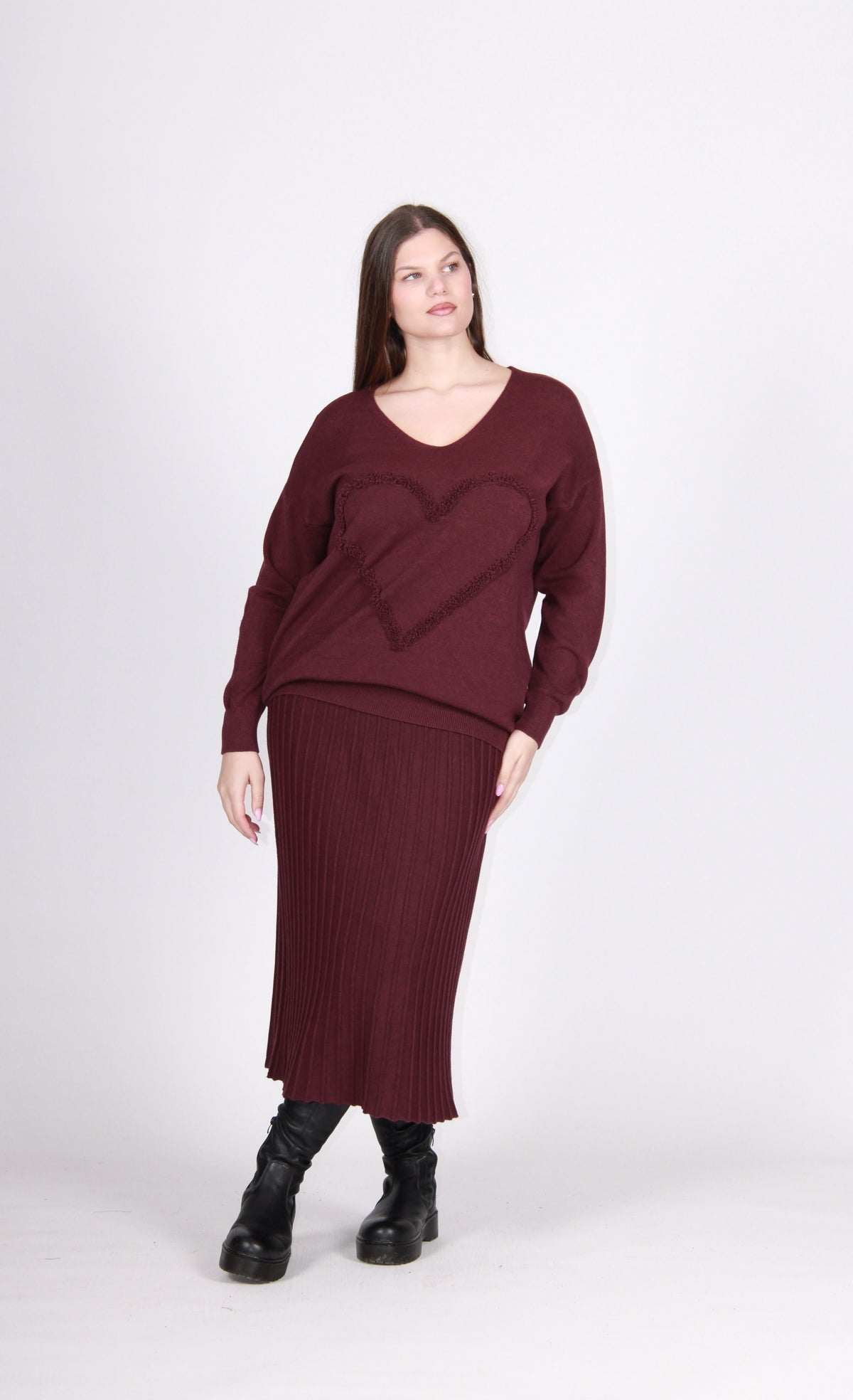 Maglia cuore prugna