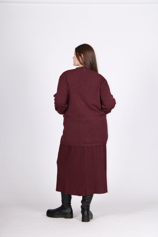 Cardigan 1 bottone prugna