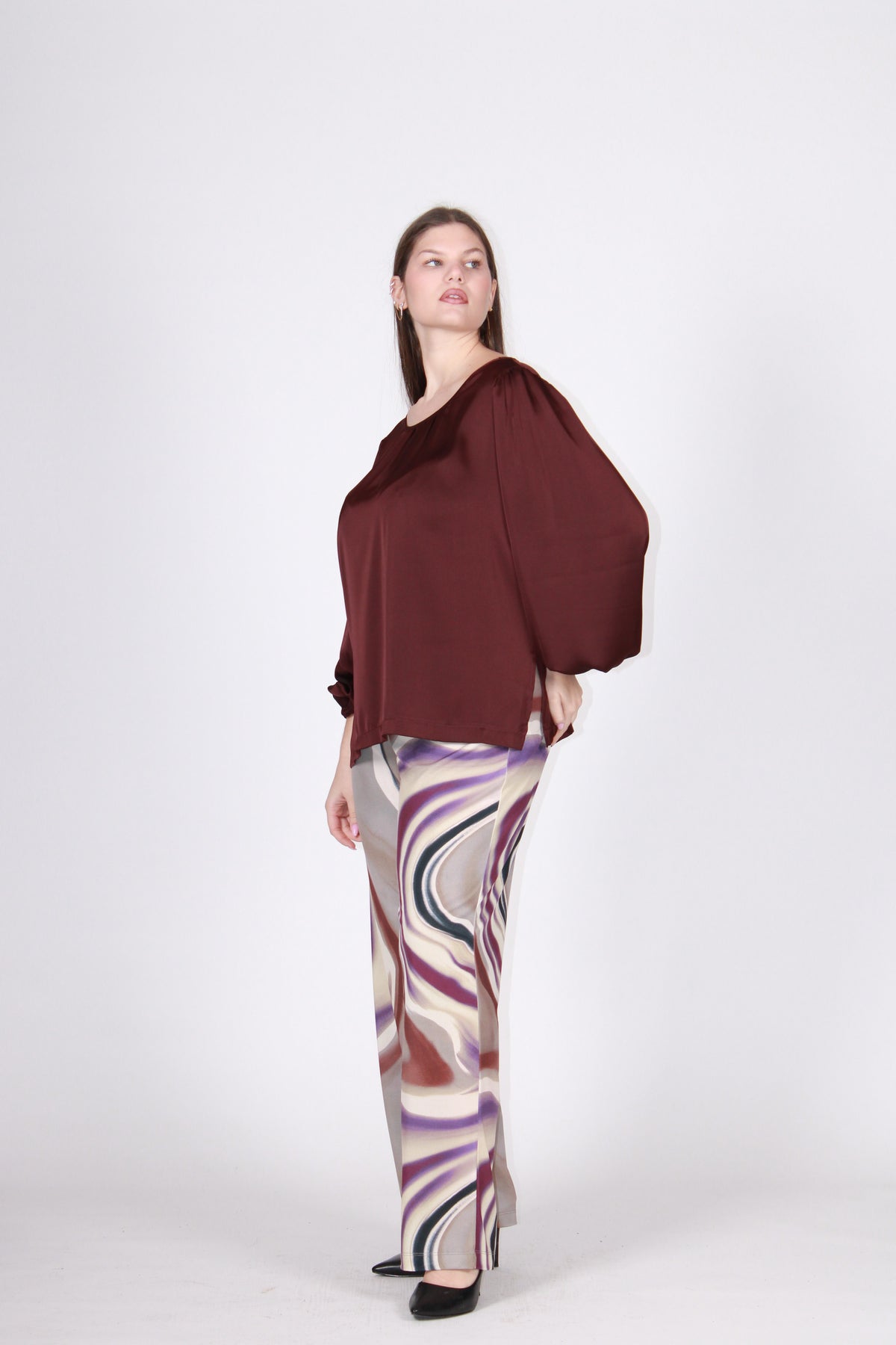 Blusa raso prugna