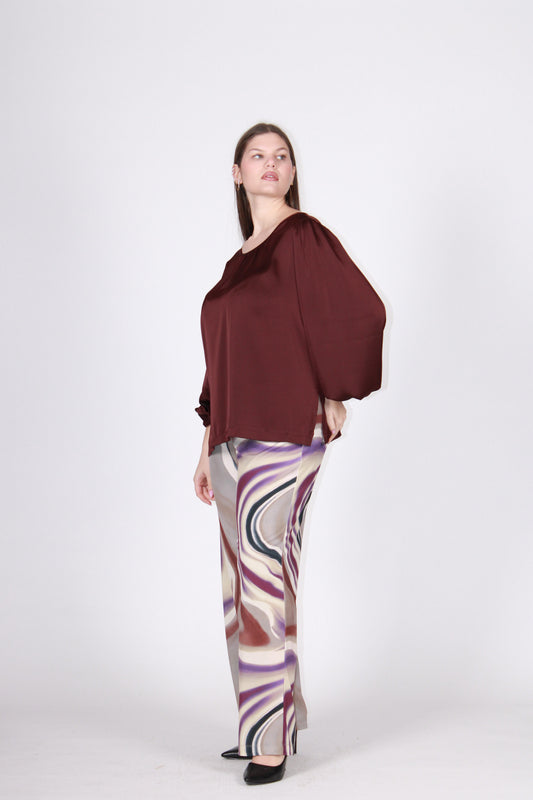 Blusa raso prugna
