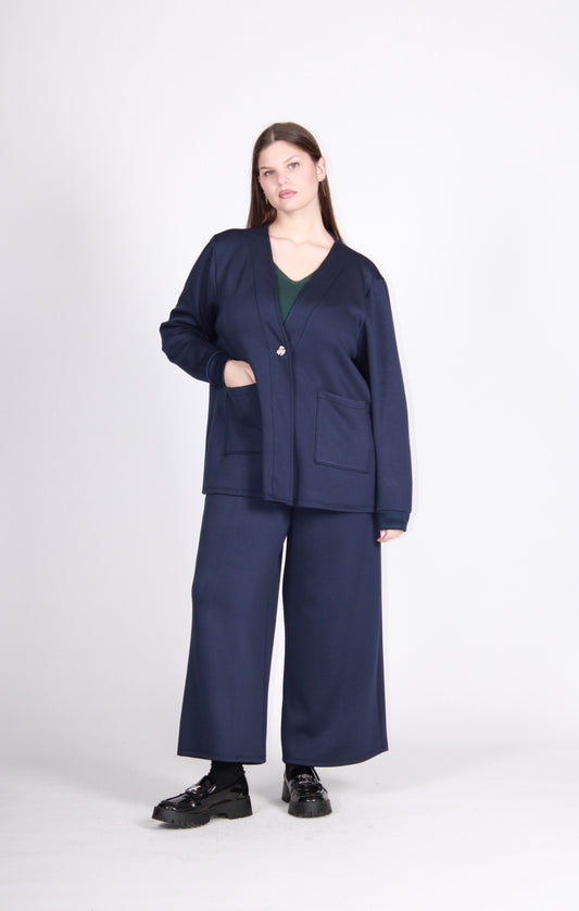 Cardigan scuba soft blu notte