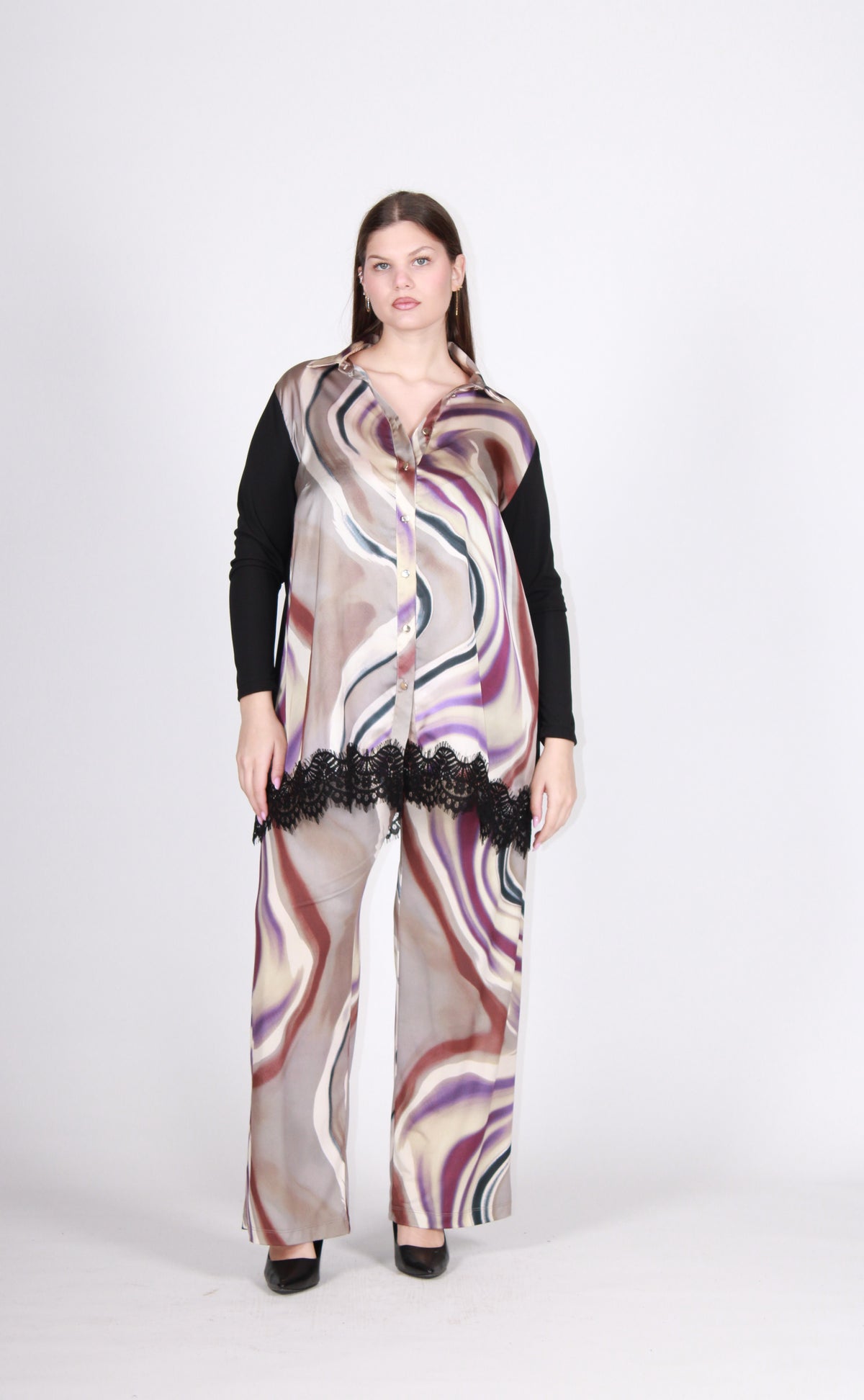Camicia fantasia+pizzo fant.wave