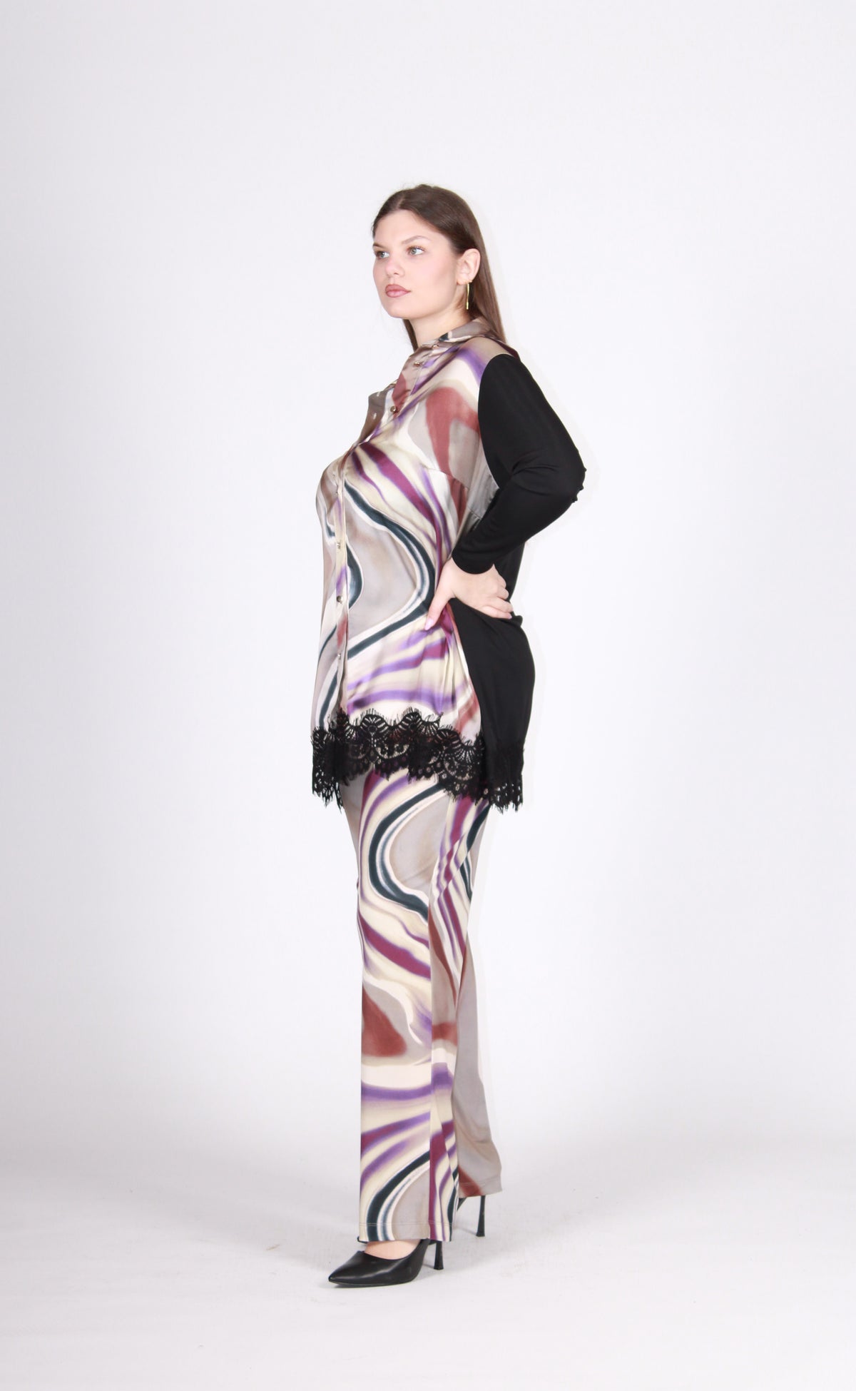 Camicia fantasia+pizzo fant.wave