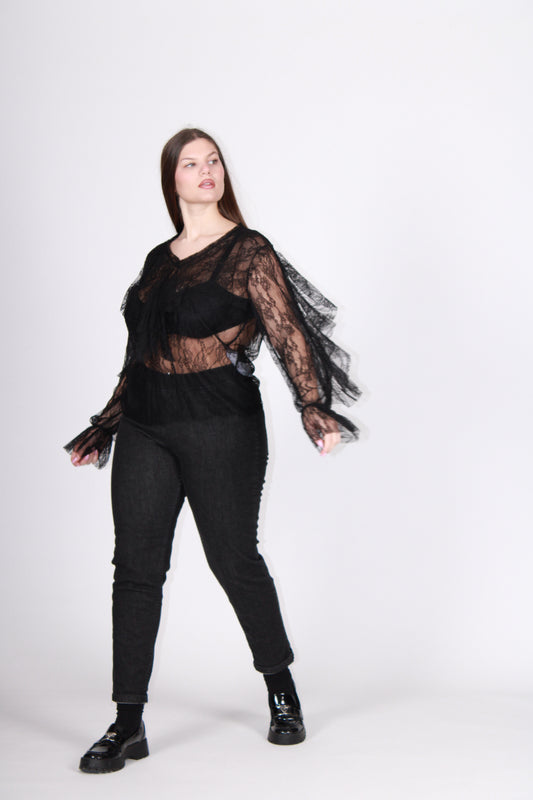 Blusa pizzo nero