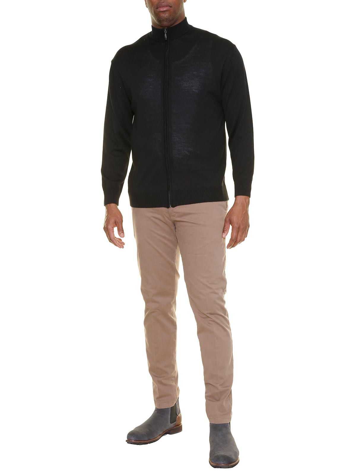 Giacca zip m.lana nero