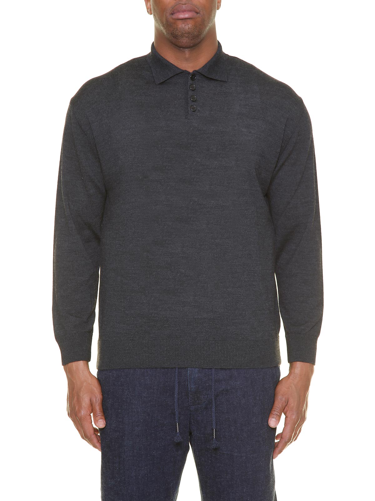 Polo bottoni m.lana denim