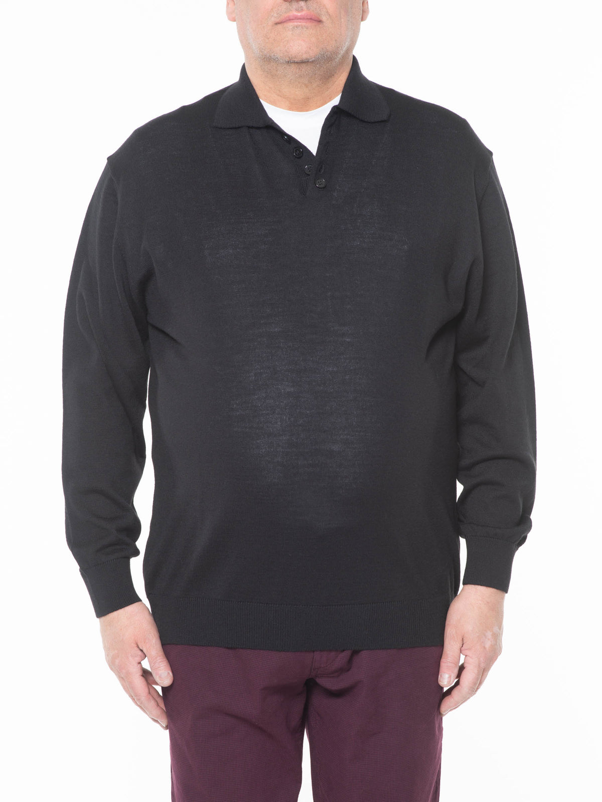 Polo bottoni m.lana nero