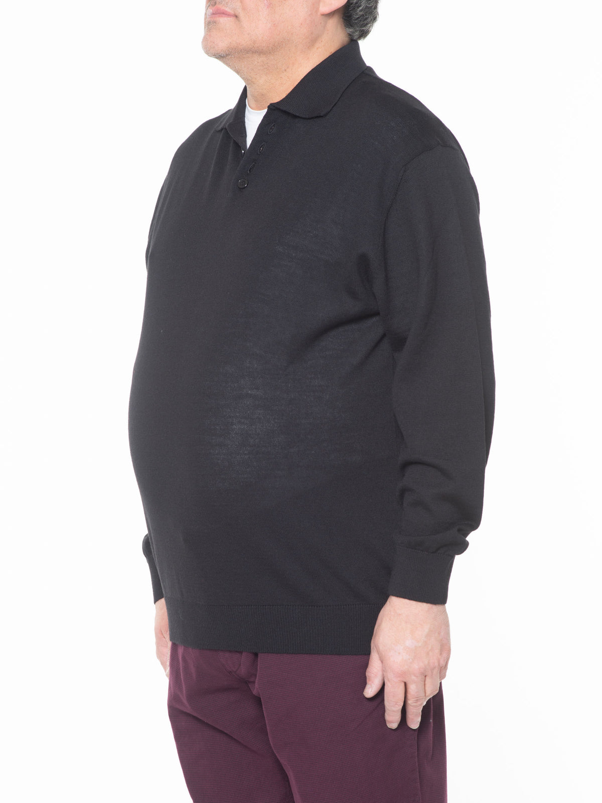 Polo bottoni m.lana nero