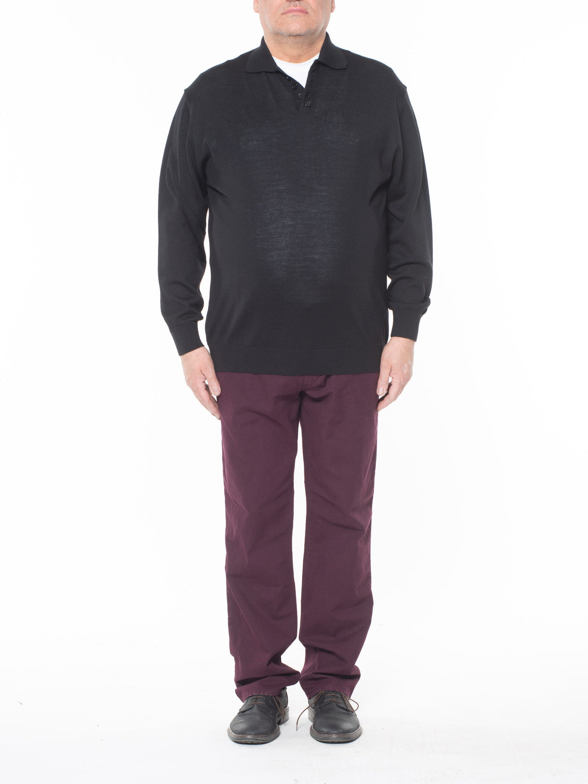 Polo bottoni m.lana nero
