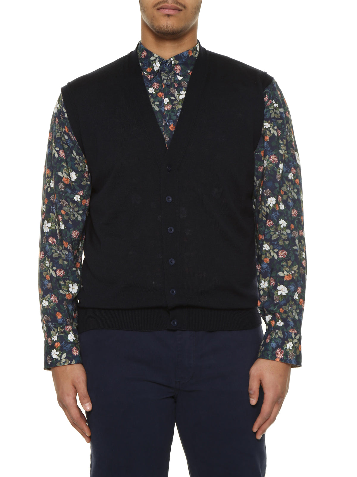 Cardigan s\m m.lana blu