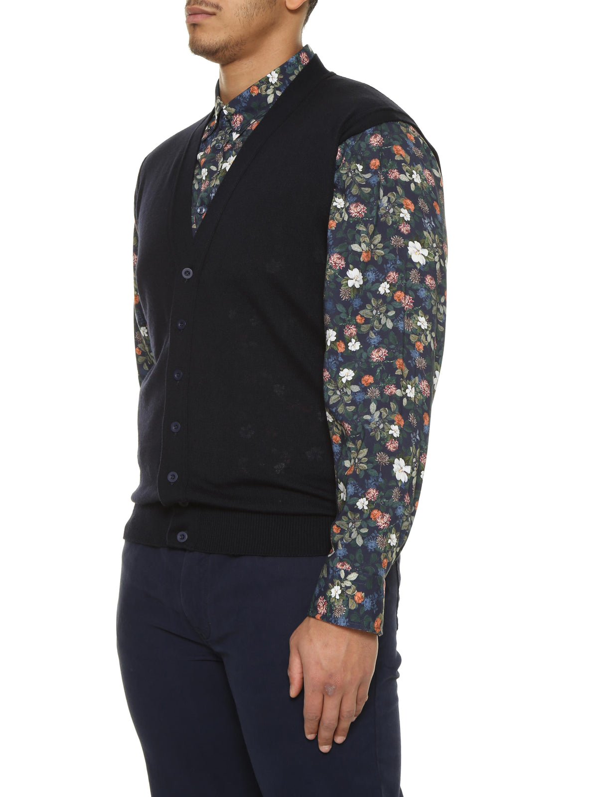 Cardigan s\m m.lana blu