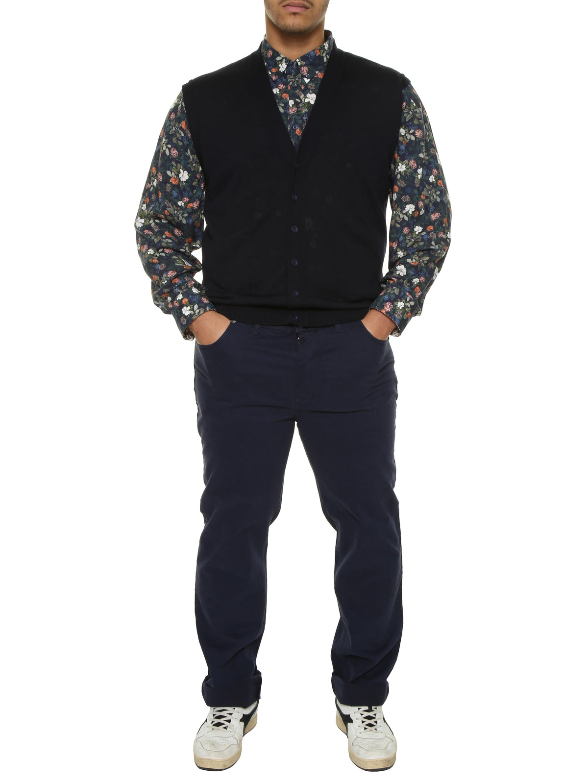 Cardigan s\m m.lana blu