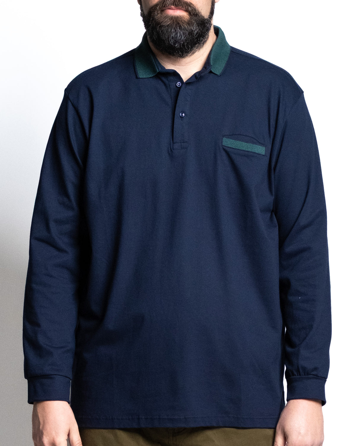 Polo piq collo cont blu
