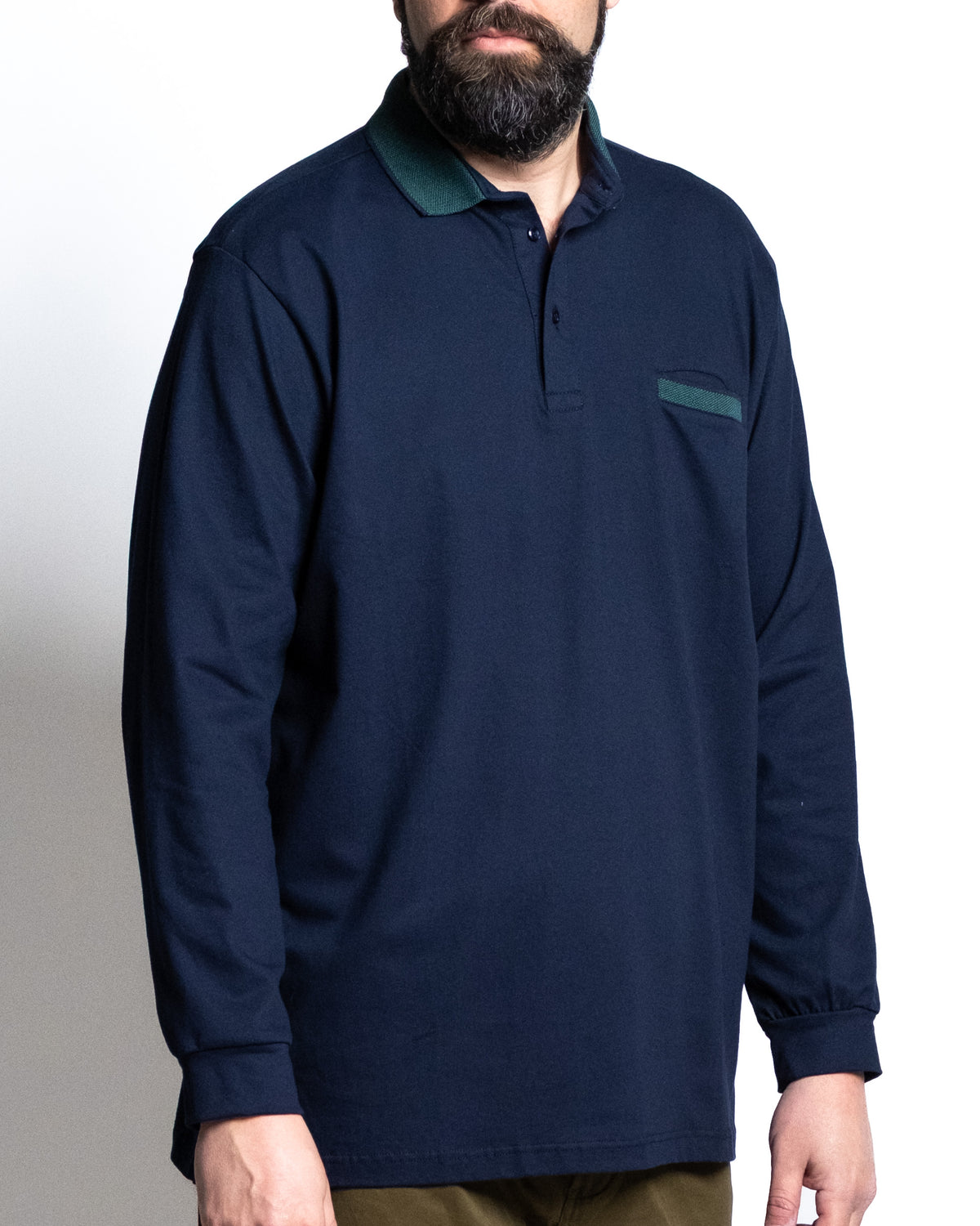 Polo piq collo cont blu