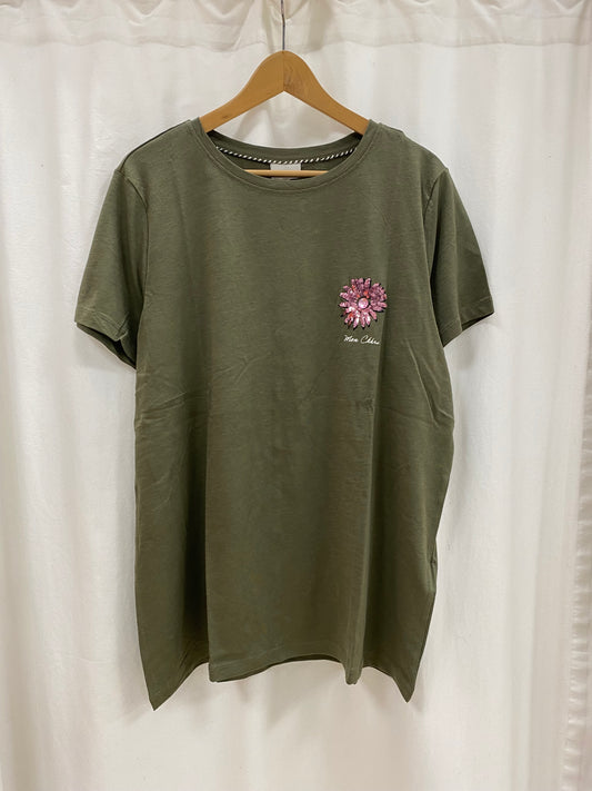 Curvy sequined flower print t-shirt