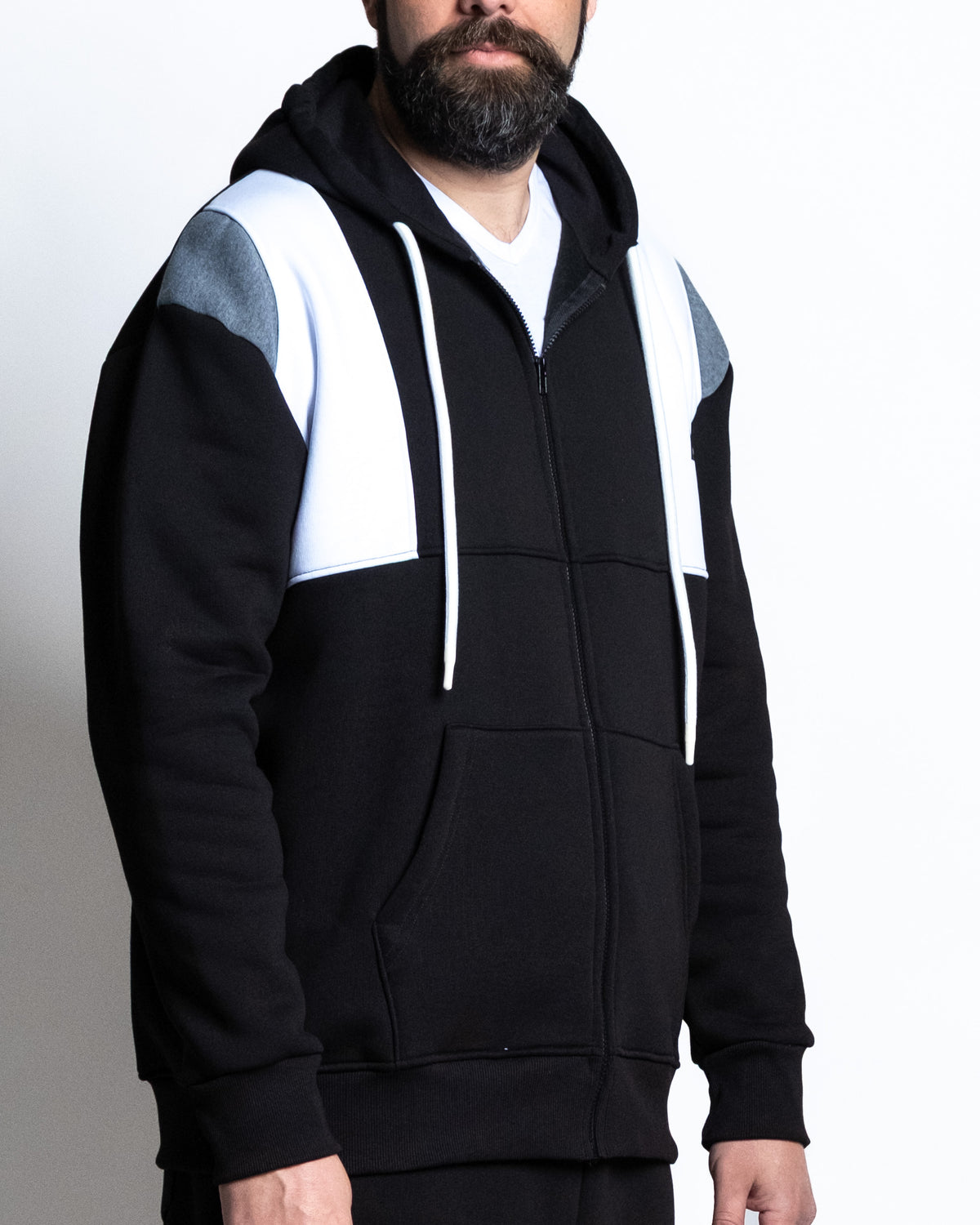 Giacca zip capp inserto nero