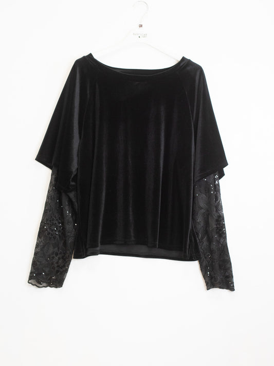 Maglia ciniglia maniche pizzo