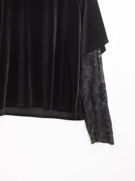 Maglia ciniglia maniche pizzo