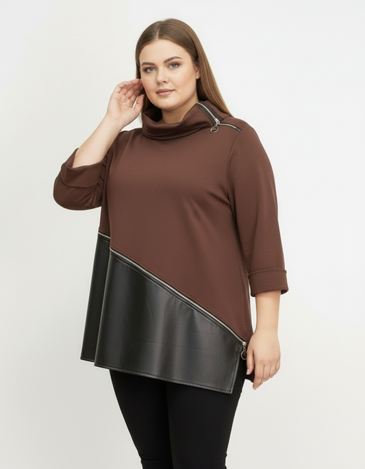 maglia p milano zip ecopelle