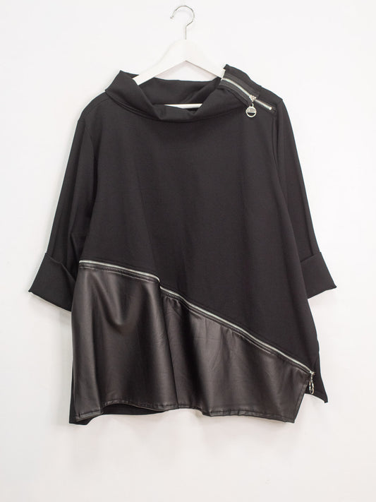 maglia p milano zip ecopelle